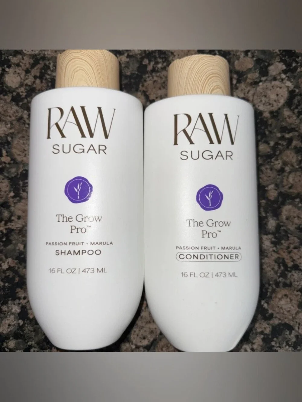 RAW Sugar The Grow Pro Shampoo & Conditioner - White with Purple Accents
